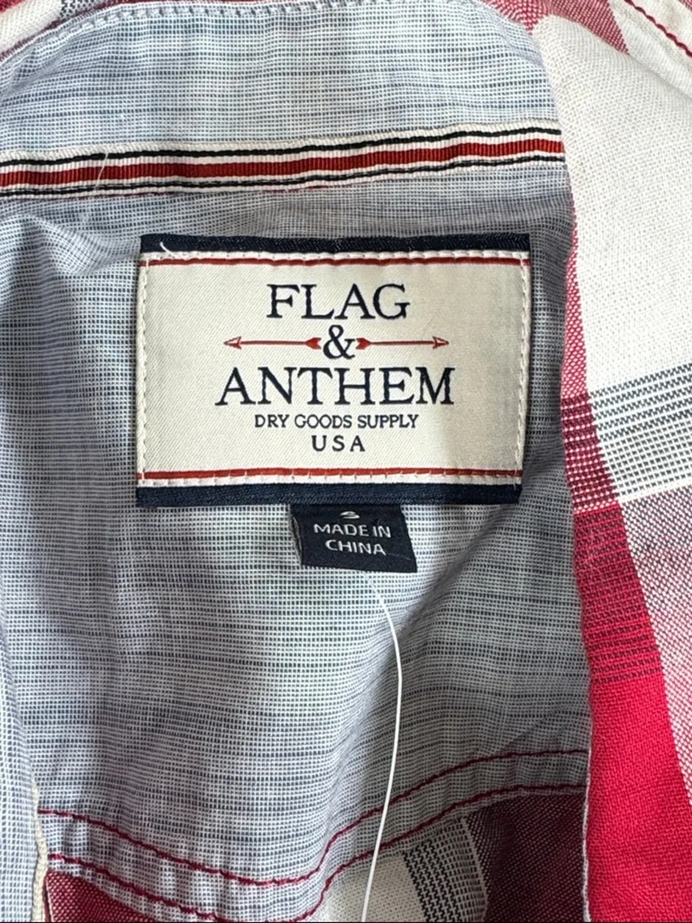 Flag & Anthem Red White Plaid Button Down Shirt Size Small NWT